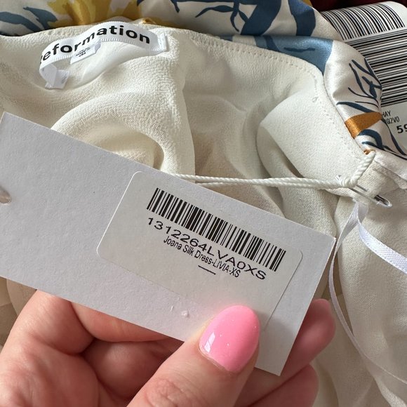 NWT Reformation Joana Strapless Silk Charmeuse Midi Dress Sz XS Livia Floral - Picture 3 of 8